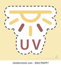 Sticker Uv Rays - Line Cut - Simple illustration, Editable stroke, Design template vector, Good for prints, posters, advertisements, announcements, info graphics, etc.