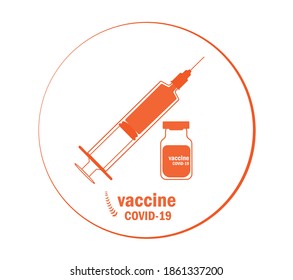 sticker vaccine covid 19 paper art 
,coronavirus vaccine vector background.  vaccine bottle and syringe injection tool for covid19 immunization treatment. Vector illustration.