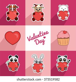 Sticker Valentine's Day, Animals with Hearts