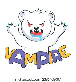 Una pegatina de peluche vampiro al estilo del doodle 
