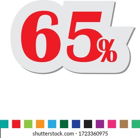 descuento vectorial de sticker 65 presente