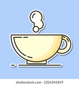Sticker vector flat cup of coffee,tea.Logo,print trendy linear style