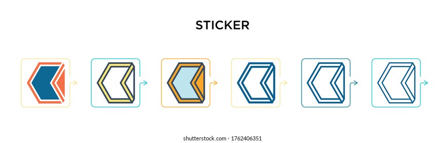 Sticker vector icon in 6 different modern styles. Black, two colored sticker icons designed in filled, outline, line and stroke style. Vector illustration can be used for web, mobile, ui