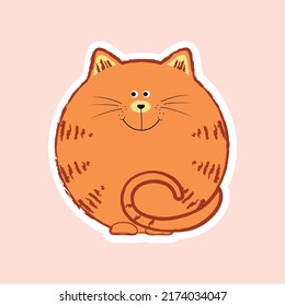 ilustración vectorial de sticker simple gatito pelirrojo en estilo de caricatura