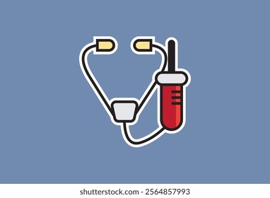 sticker Vector illustration of Doctor stethoscope icon in hospital. stethoscope in hospital is cute cartoon shape, can be changed every element