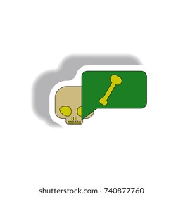 Sticker Vector illustration in flat design Halloween icon skull