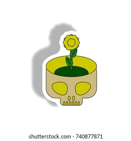 Sticker Vector illustration in flat design Halloween icon skull
