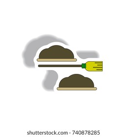 Sticker Vector illustration in flat design Halloween icon broom in the sky