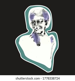 Sticker vector Illustration man on a black background 