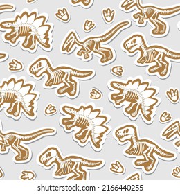  Sticker vector pattern with dinosaur skeleton. 