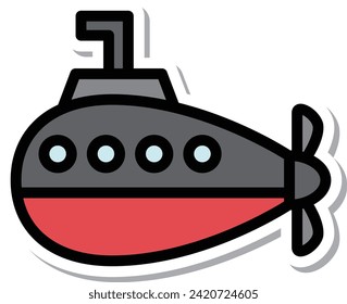 Sticker vehicle icon illustration submarine