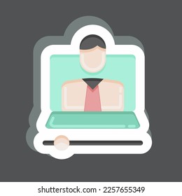 Sticker Video Lesson. related to Education symbol. simple design editable. simple illustration
