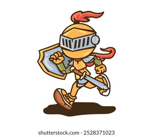 Pegatina de diseño vintage logotipo de Vector ilustración de dibujo clásico boceto de insignia de Mercancía
Caricatura gráfica abstracta personaje guardián soldado luchador gladiador aquí 
