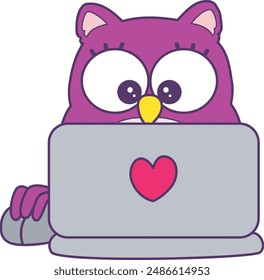 Sticker of violet owl daily activities.
Emoticon of cute owl in daily life.
A cute owl doing homework in the notebook.