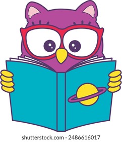 Sticker of violet owl daily activities.
Emoticon of cute owl in daily life.
A cute owl wear a glasses reading a book.