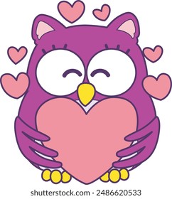 Sticker of violet owl daily activities.
Emoticon of cute owl in daily life.
A cute owl bought it hearts.