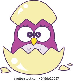 Sticker of violet owl daily activities.
Emoticon of cute owl in daily life.
A cute owl birth from crack egg.