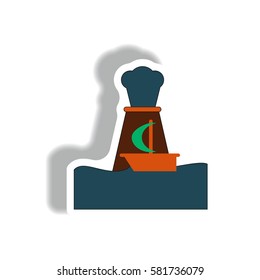 sticker volcano explosion and boat