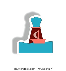 sticker volcano explosion and boat
