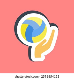 Sticker volleyball. Sports equipment elements.