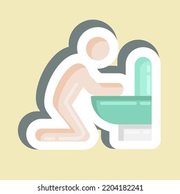 Sticker Vomiting. suitable for flu symbol. simple design editable. design template vector. simple illustration