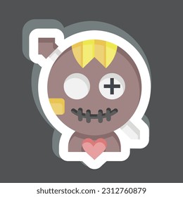 Sticker Voodoo Doll. related to Halloween symbol. simple design editable. simple illustration