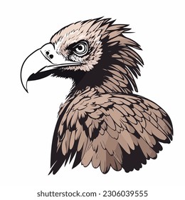 sticker Vulture white outline. flat vector illustration