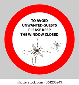 Sticker with Warning sign insect icon mosquito. Mosquito Vector illustration