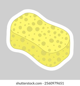 Sticker with washing sponge for dishwashing or bathing, style vector