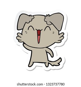 sticker of a waving little dog cartoon