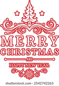 Sticker We Wishing You A Merry Christmas Design And Happy New Year