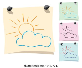 Sticker with weather drawing.