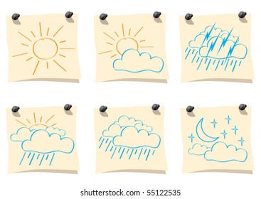 Sticker with weather drawing.