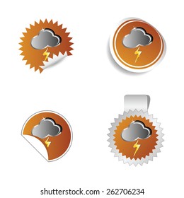 sticker weather forecast cloud and lightning vector