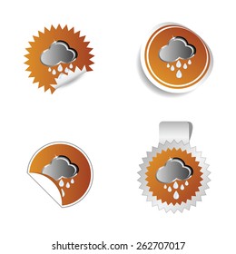 sticker weather forecast cloud and rain vector