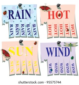 Sticker, weatherr. Vector illustration.