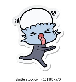 sticker of a weird cartoon alien