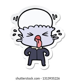 sticker of a weird cartoon alien
