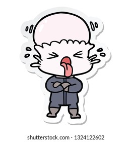 sticker of a weird cartoon alien