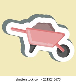 Sticker Wheelbarrow. adecuado para el símbolo Garden. diseño simple editable. vector de plantilla de diseño. ilustración simple