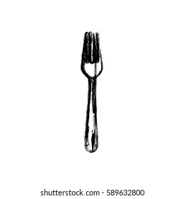 sticker white fork icon, vector illustraction design image