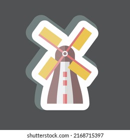 Sticker Windmill. suitable for Wild West symbol. simple design editable. design template vector. simple symbol illustration
