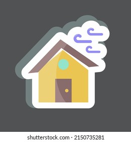 Sticker Winds Hitting House. suitable for disasters symbol. color mate style. simple design editable. design template vector. simple symbol illustration