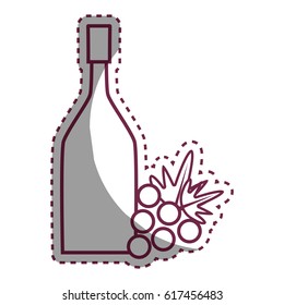 sticker wine bottle with grapes
