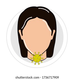 Sticker of a woman icon with a virus - Vector