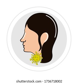 Sticker of a woman icon with a virus - Vector