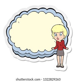 sticker of a woman with text space cloud