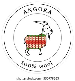 Sticker for wool products. Angora. Vector illustration.