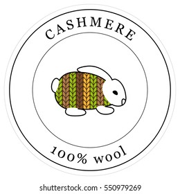 Sticker for wool products. Cashmere. Vector illustration.