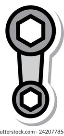 Sticker Herramienta de trabajo de un solo elemento icono Llave de ché